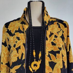 VTG Black/Gold Women’s Floral Heart Zipper Jacket (Size L)